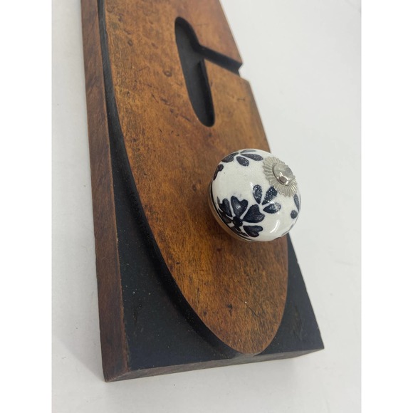 NY Times Antique Print Block Number "5" Wood Type Repurposed Knob Hanger RARE - Picture 3 of 6